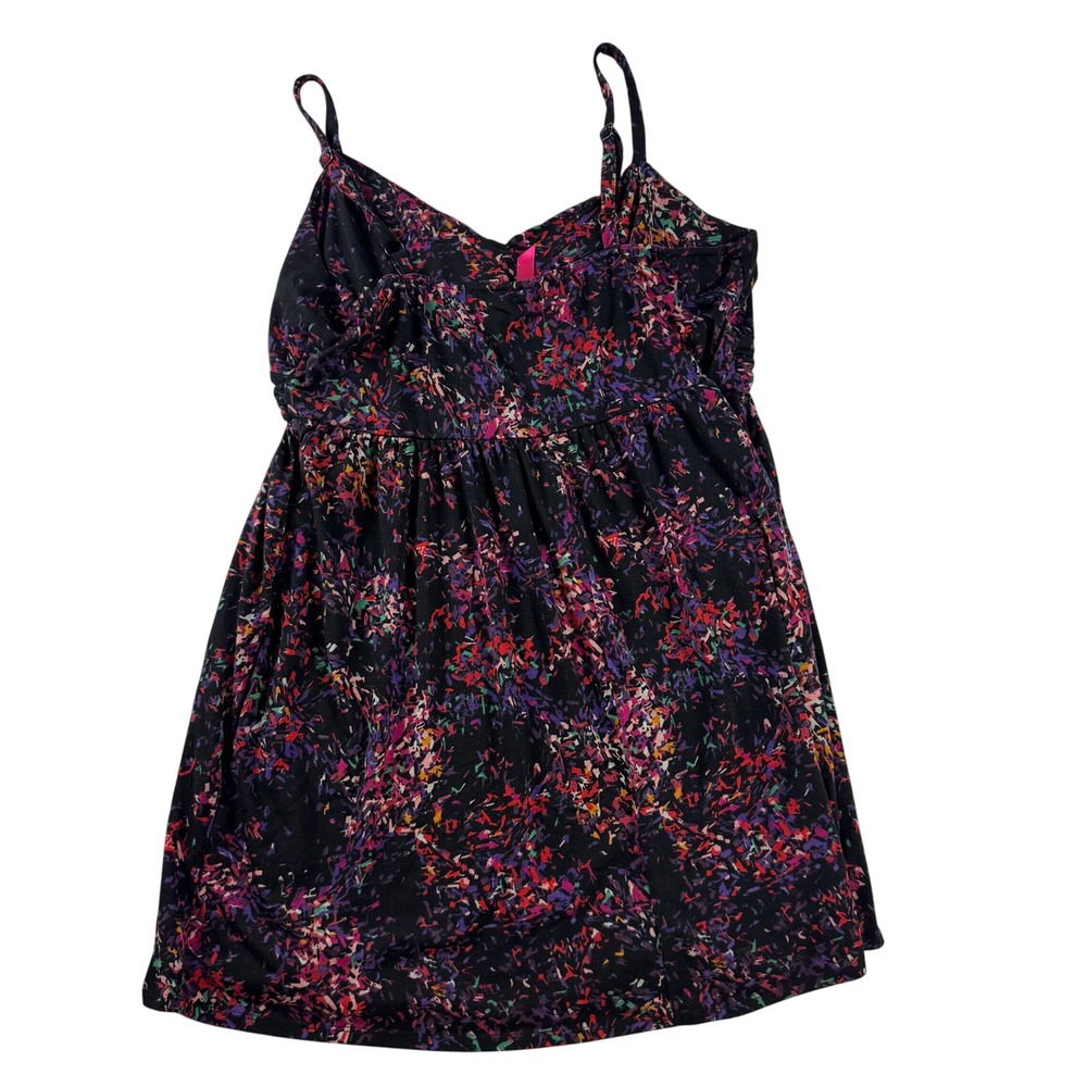 Pure Energy Women 3 Plus Size Abstract Confetti Print Babydoll Cami Top Black - Picture 5 of 7